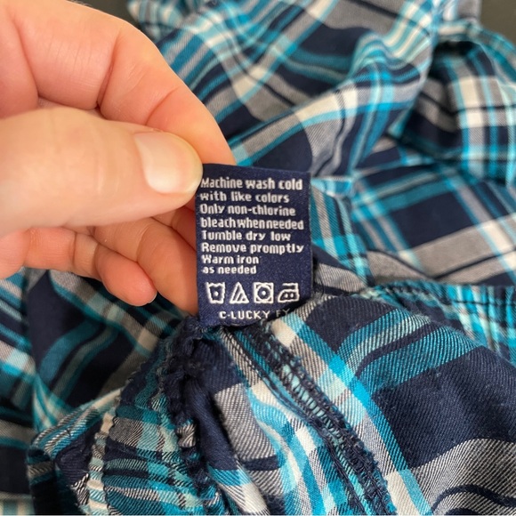 Izod Men's Blue Plaid Lounge Pants with Drawstring, small - Picture 5 of 5